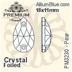 PREMIUM Pear Sew-on Stone (PM3230) 18x11mm - Clear Crystal With Foiling