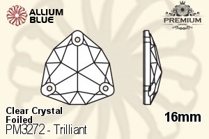 PREMIUM Trilliant Sew-on Stone (PM3272) 16mm - Clear Crystal With Foiling