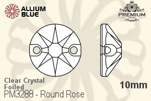 PREMIUM Round Rose Sew-on Stone (PM3288) 10mm - Clear Crystal With Foiling