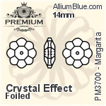 PREMIUM Margarita Sew-on Stone (PM3700) 12mm - Crystal Effect With Foiling