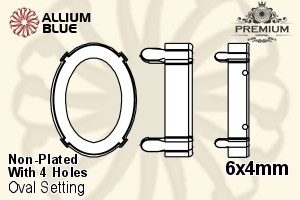 PREMIUM Oval Setting (PM4130/S), With Sew-on Holes, 6x4mm, Unplated Brass