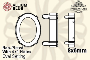 PREMIUM Oval Setting (PM4130/S), With Sew-on Holes, 8x6mm, Unplated Brass