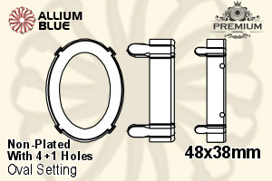 PREMIUM Oval Setting (PM4130/S), With Sew-on Holes, 48x38mm, Unplated Brass