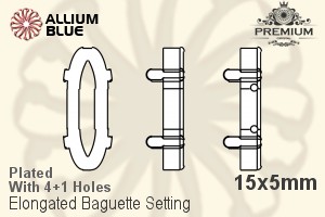 PREMIUM Elongated Baguette Setting (PM4161/S), With Sew-on Holes, 15x5mm, Plated Brass