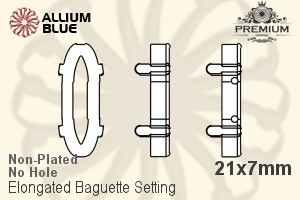 PREMIUM Elongated Baguette 石座, (PM4161/S), 縫い穴なし, 21x7mm, メッキなし 真鍮