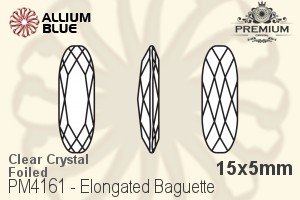 PREMIUM Elongated Baguette Fancy Stone (PM4161) 15x5mm - Clear Crystal With Foiling