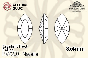 PREMIUM Navette Fancy Stone (PM4200) 8x4mm - Crystal Effect With Foiling