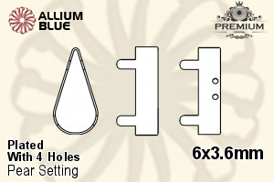 PREMIUM Pear Setting (PM4300/S), With Sew-on Holes, 6x3.6mm, Plated Brass