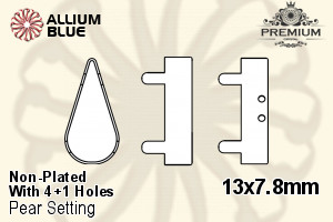 PREMIUM Pear Setting (PM4300/S), With Sew-on Holes, 13x7.8mm, Unplated Brass