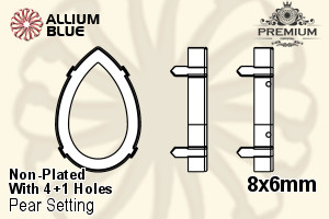 PREMIUM Pear Setting (PM4320/S), With Sew-on Holes, 8x6mm, Unplated Brass