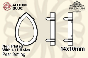 PREMIUM Pear Setting (PM4320/S), With Sew-on Holes, 14x10mm, Unplated Brass