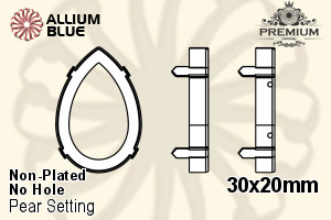 PREMIUM Pear Setting (PM4327/S), No Hole, 30x20mm, Unplated Brass