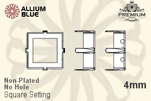 PREMIUM Square 石座, (PM4400/S), 縫い穴なし, 4mm, メッキなし 真鍮