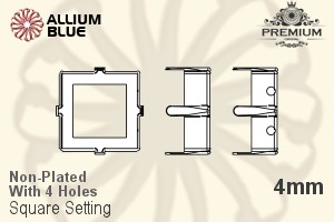 PREMIUM Square Setting (PM4400/S), With Sew-on Holes, 4mm, Unplated Brass