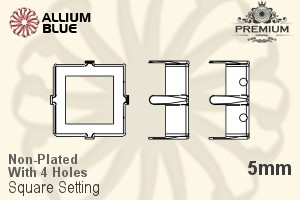 PREMIUM Square Setting (PM4400/S), With Sew-on Holes, 5mm, Unplated Brass