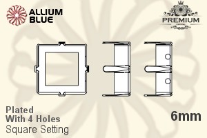 PREMIUM Square 石座, (PM4400/S), 縫い穴付き, 6mm, メッキあり 真鍮