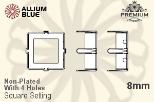 PREMIUM Square Setting (PM4400/S), With Sew-on Holes, 8mm, Unplated Brass