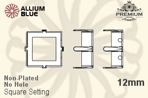 PREMIUM Square Setting (PM4400/S), No Hole, 12mm, Unplated Brass