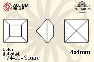 PREMIUM CRYSTAL Square Fancy Stone 4x4mm Jet