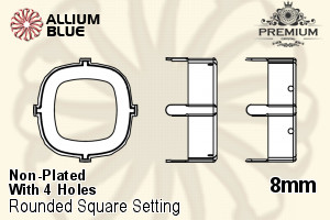 PREMIUM Cushion Cut Setting (PM4470/S), With Sew-on Holes, 8mm, Unplated Brass