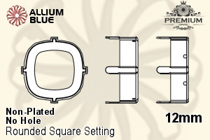 PREMIUM Cushion Cut Setting (PM4470/S), No Hole, 12mm, Unplated Brass