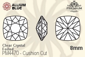 PREMIUM Cushion Cut Fancy Stone (PM4470) 8mm - Clear Crystal With Foiling