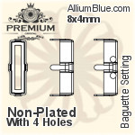 PREMIUM Baguette Setting (PM4500/S), With Sew-on Holes, 7x3mm, Unplated Brass