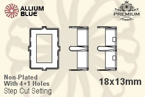 PREMIUM Step Cut 石座, (PM4527/S), 縫い穴付き, 18x13mm, メッキなし 真鍮