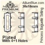 PREMIUM Princess Baguette Setting (PM4547/S), With Sew-on Holes, 24x8mm, Unplated Brass