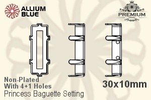 PREMIUM Princess Baguette Setting (PM4547/S), With Sew-on Holes, 30x10mm, Unplated Brass