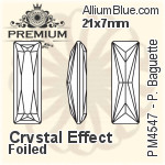 プレミアム Princess Baguette ファンシーストーン (PM4547) 21x7mm - クリスタル エフェクト 裏面フォイル