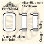 PREMIUM Octagon Setting (PM4610/S), With Sew-on Holes, 17x12.5mm, Unplated Brass