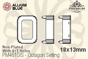 PREMIUM Octagon Setting (PM4610/S), With Sew-on Holes, 18x13mm, Unplated Brass