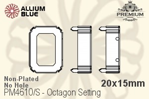 PREMIUM Octagon Setting (PM4610/S), No Hole, 20x15mm, Unplated Brass