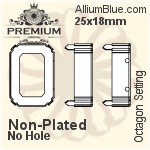 PREMIUM Octagon Setting (PM4610/S), No Hole, 27x18.5mm, Unplated Brass