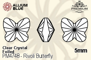 PREMIUM Rivoli Butterfly Fancy Stone (PM4748) 5mm - Clear Crystal With Foiling