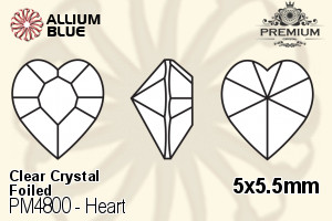 PREMIUM Heart Fancy Stone (PM4800) 5x5.5mm - Clear Crystal With Foiling