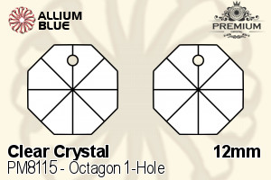 PREMIUM Octagon 1-Hole Pendant (PM8115) 12mm - Clear Crystal