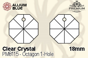 PREMIUM Octagon 1-Hole Pendant (PM8115) 18mm - Clear Crystal