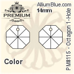 PREMIUM Octagon 1-Hole Pendant (PM8115) 14mm - Color