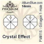 PREMIUM Octagon 1-Hole Pendant (PM8115) 14mm - Crystal Effect