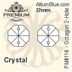 PREMIUM Octagon 2-Hole Pendant (PM8116) 22mm - Clear Crystal