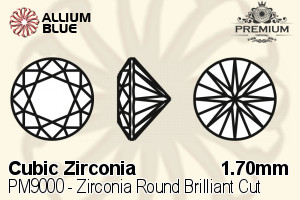 PREMIUM CRYSTAL Zirconia Round Brilliant Cut 1.7mm Zirconia Canary Yellow