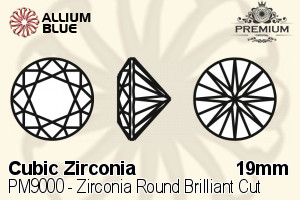 PREMIUM CRYSTAL Zirconia Round Brilliant Cut 19mm Zirconia Violet
