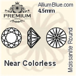 プレミアム Moissanite ラウンド Brilliant カット (PM9010) 4.5mm - Near カラーless