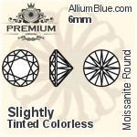 プレミアム Moissanite ラウンド Brilliant カット (PM9010) 6mm - Slightly Tinted カラーless