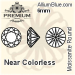 プレミアム Moissanite ラウンド Brilliant カット (PM9010) 6mm - Near カラーless