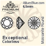 プレミアム Moissanite ラウンド Brilliant カット (PM9010) 6.5mm - Exceptional カラーless