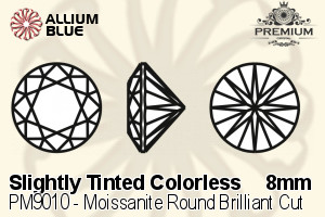 プレミアム Moissanite ラウンド Brilliant カット (PM9010) 8mm - Slightly Tinted カラーless