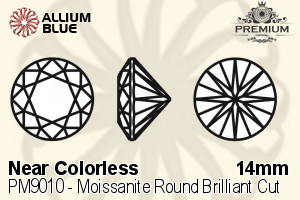 PREMIUM Moissanite Round Brilliant Cut (PM9010) 14mm - Near Colorless